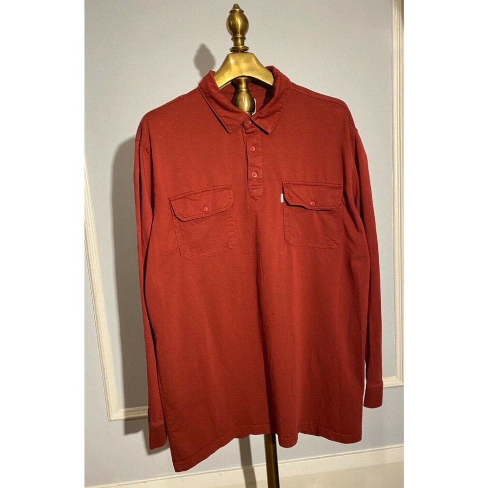 Levis Polo Shirt Red Flap Pockets 100% Cotton XL